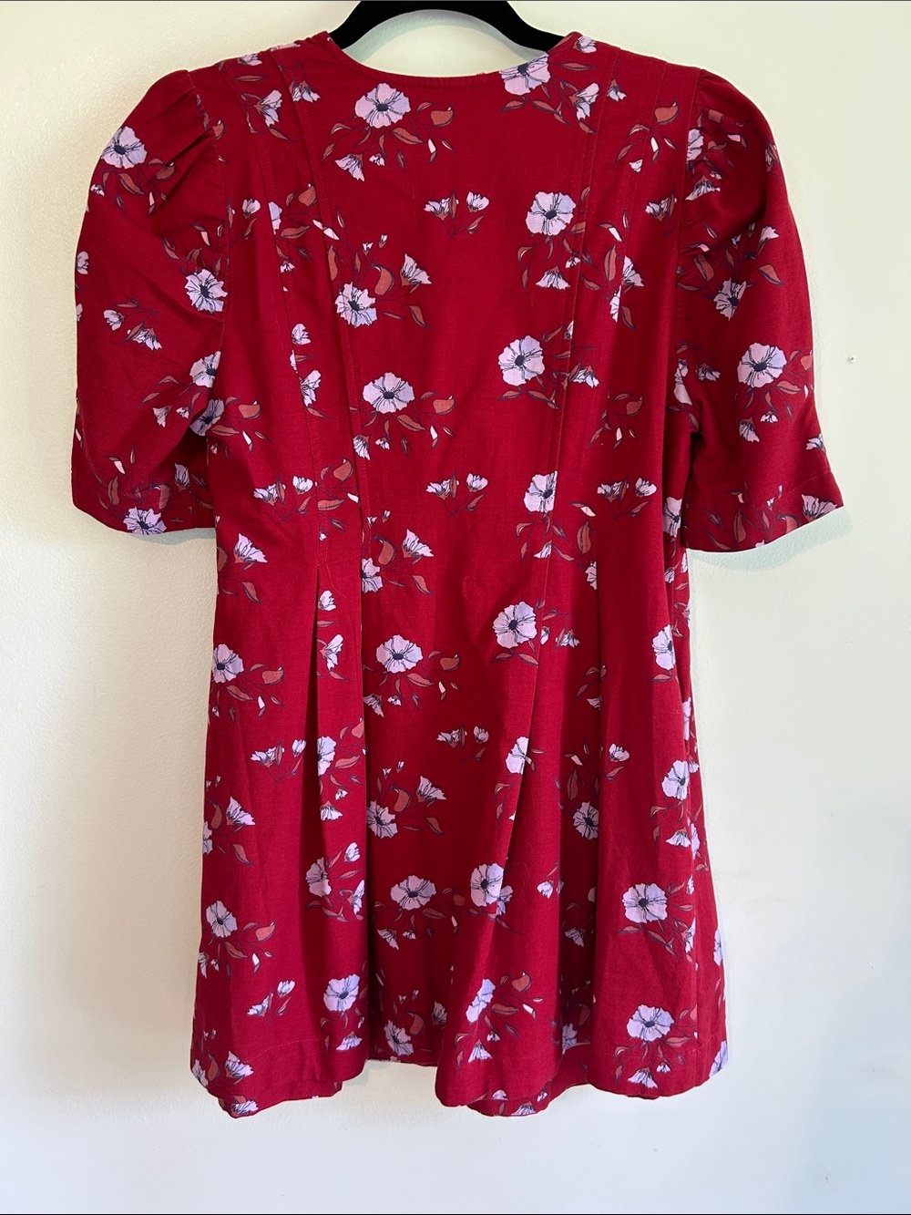 Free People Red Floral V-Neck Mini Dress NWOT Size Small - Picture 4 of 5